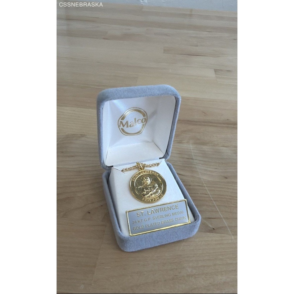 Malco Saint Lawrence pendant necklace 24K gold plated sterling silver